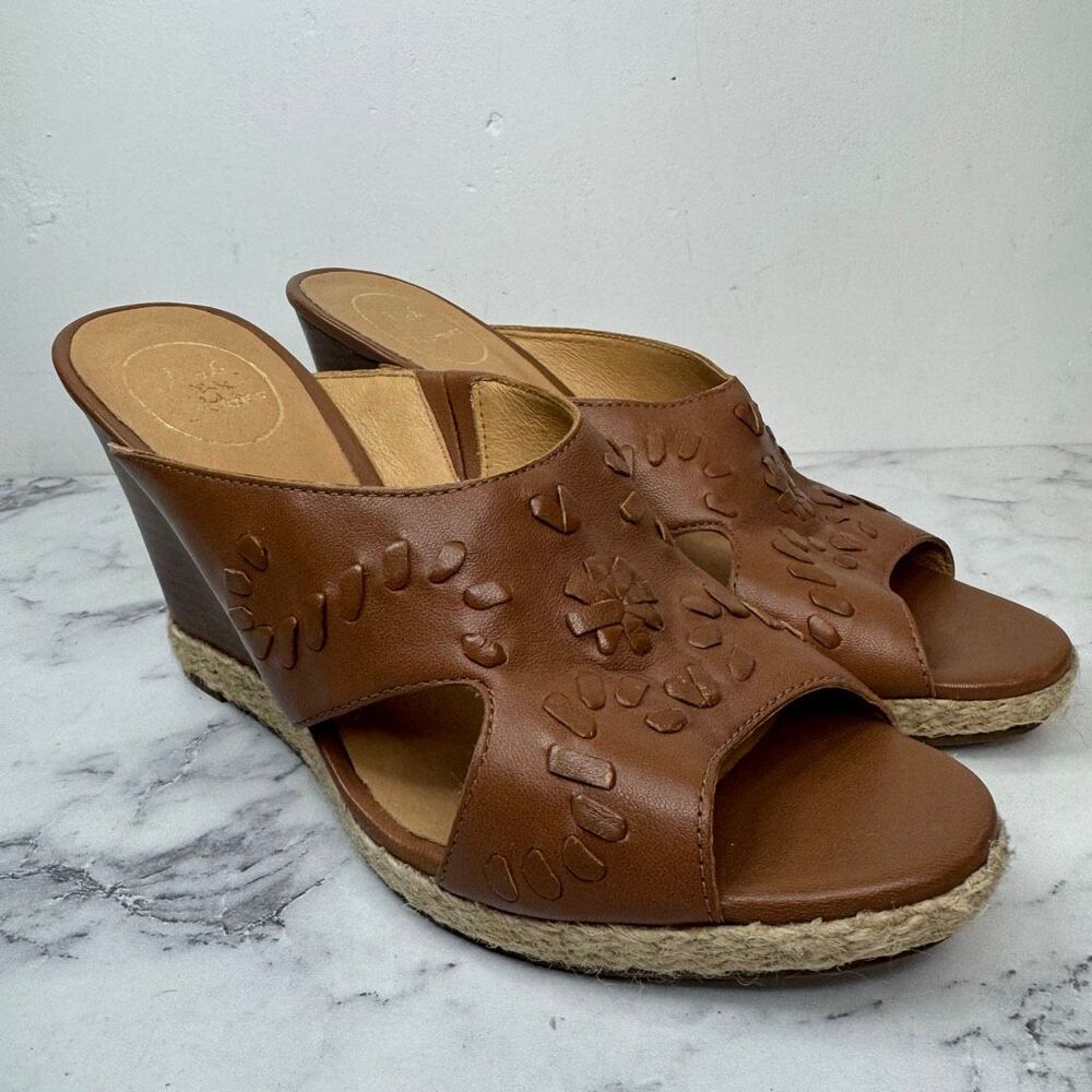 Jack Rogers Sophia Leather Wedge Sandals 9